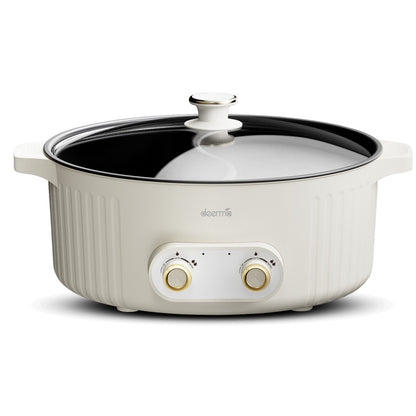 Deerma DG50W Multifunctional Electric Pot Cooking, Double Design, Two Level Firepower Adjustment, 6L Capacity, 2000W Instant Boiling & Quick Heating, Food Grade Material, Non Stick Inner Liner - White