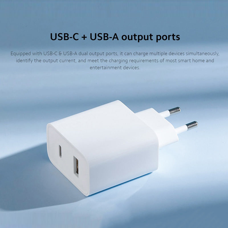 Xiaomi Mi 33W Wall Charger With Dual Port USB Type-A + USB Type-C - White