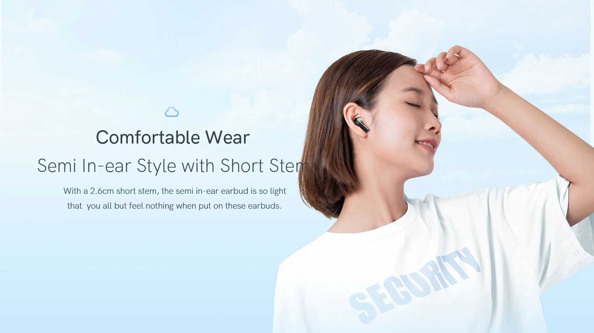 QCY T20 Ailypods Bluetooth 5.3 Wireless Earphones With Crystal Clear Calling, 5.3 Bluetooth Connections, Touch Control and Long Battery Life - White