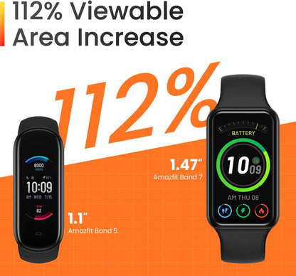 ساعة Amazfit Band 7 الذكية بشاشة AMOLED مقاس 1.47 بوصة - أسود