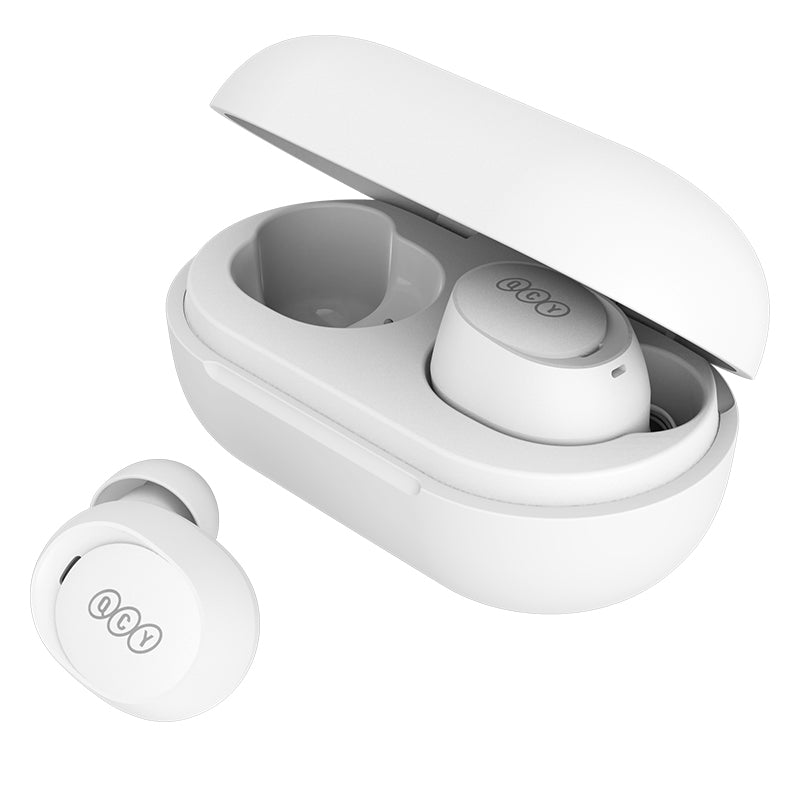 QCY ArcBuds Lite True Wireless Earbuds With 5.3 Bluetooth Connection, 32 Hr Long Battery Life, ENC Technology, IPX4 Sweatproof & Touch Controls - White