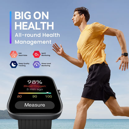 Amazfit BIP 3 ساعة ذكية 1.69 بوصة شاشة كبيرة HD - أسود