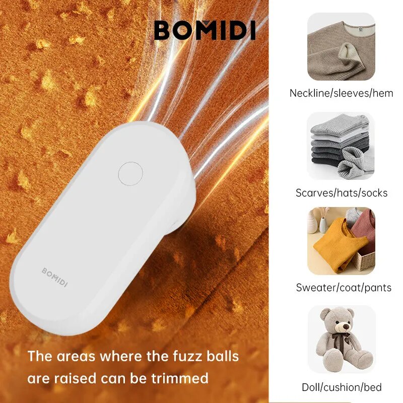 BOMIDI BMQ02 Mini Clothing Hair Ball Fuzz Trimmer الوبر - أبيض