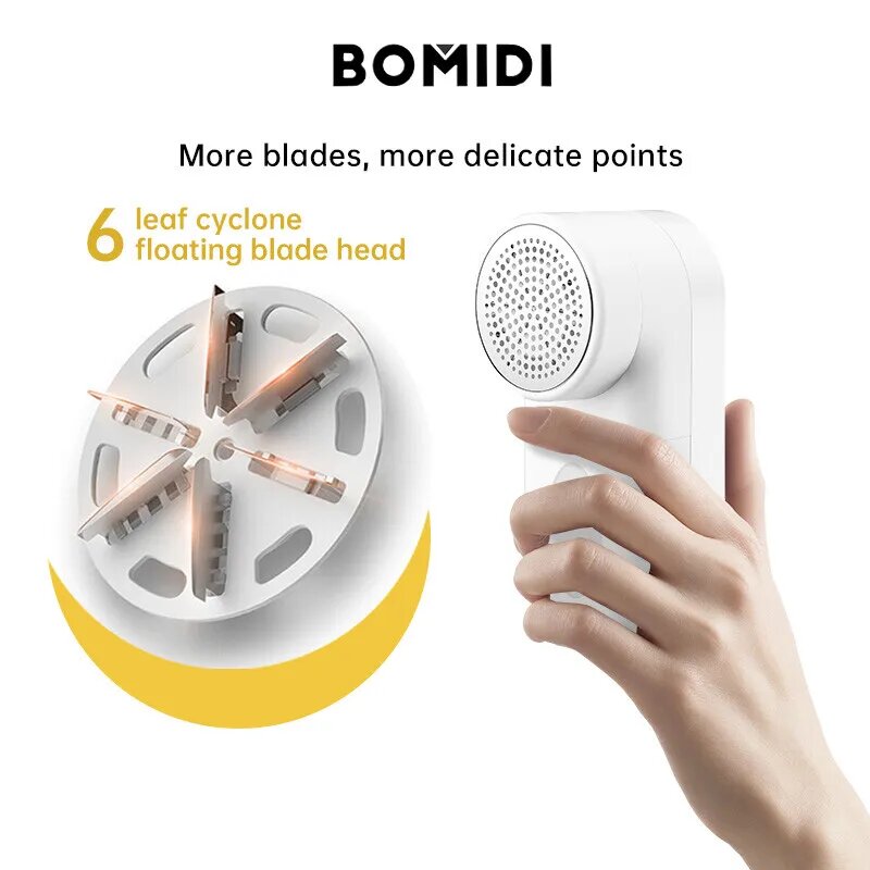 BOMIDI BMQ02 Mini Clothing Hair Ball Fuzz Trimmer الوبر - أبيض