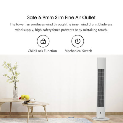 Xiaomi Mijia Smart Tower Fan الخالية من الشفرة منخفضة الضوضاء ومروحة تبريد برجية مع التحكم في التطبيقات والتحكم في WiFi والتحكم الصوتي الذكي - أبيض