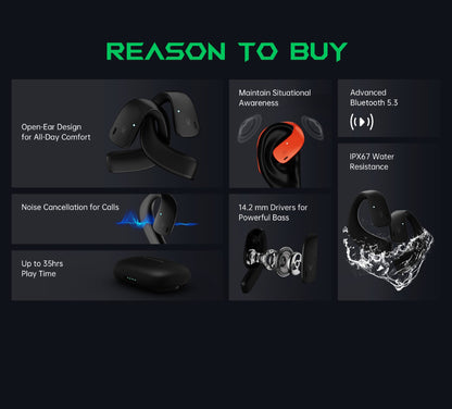 Black Shark T20 Open Ear Wireless Earphone - Black