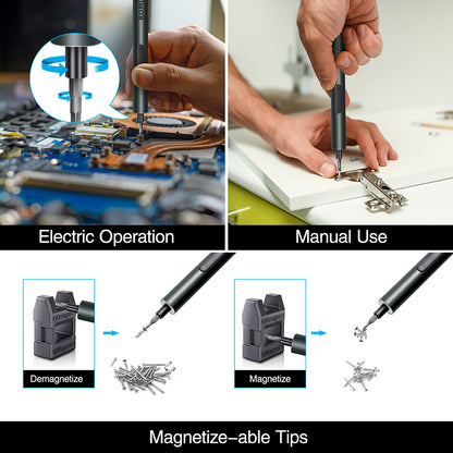 BOMIDI EPS02 Electric Screwdriver Set With 30 in One Cordless Screwdriver, Poweful Motor, Lightweight, Portable Design and Ergonomic Design - Black