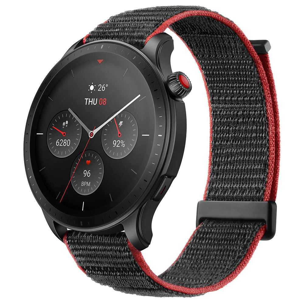 ساعة Amazfit GTR 4 الذكية بشاشة AMOLED مقاس 1.43 بوصة - أسود/أحمر