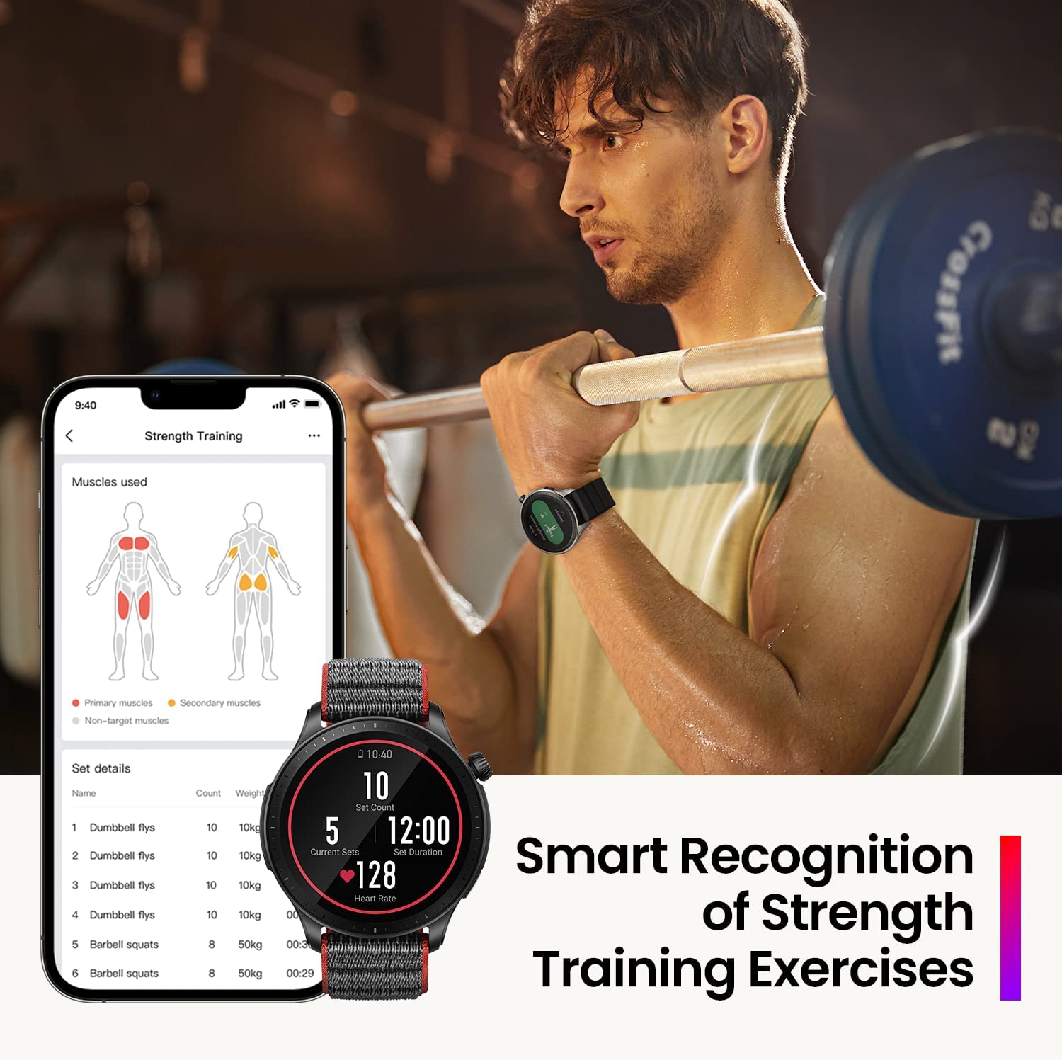 ساعة Amazfit GTR 4 الذكية بشاشة AMOLED مقاس 1.43 بوصة - أسود/أحمر