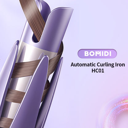 BOMIDI HC01 Automatic Curling Iron With 3 Speed Intelligent, Adjustable Temperature Settings, LCD Display 360° Swivel Cord and Prevent Scalding - Purple