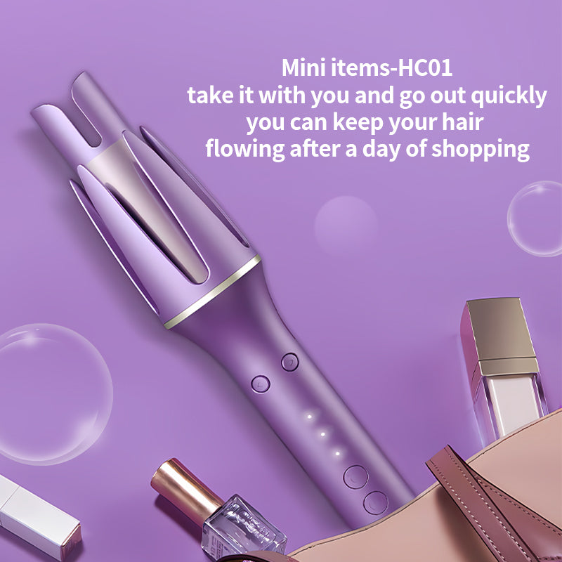 BOMIDI HC01 Automatic Curling Iron With 3 Speed Intelligent, Adjustable Temperature Settings, LCD Display 360° Swivel Cord and Prevent Scalding - Purple