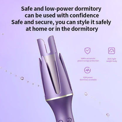 BOMIDI HC01 Automatic Curling Iron With 3 Speed Intelligent, Adjustable Temperature Settings, LCD Display 360° Swivel Cord and Prevent Scalding - Purple