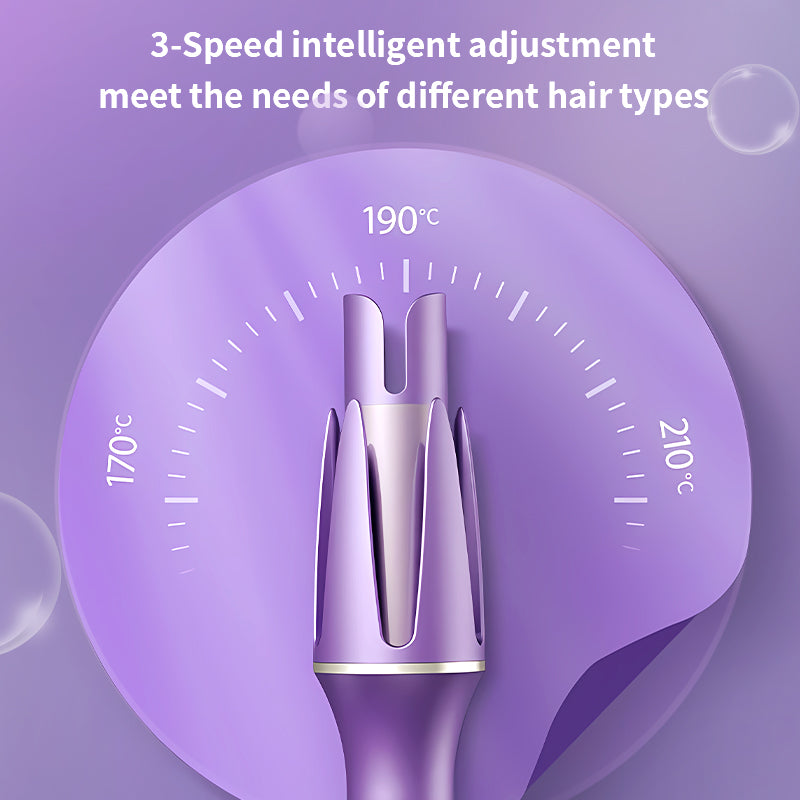 BOMIDI HC01 Automatic Curling Iron With 3 Speed Intelligent, Adjustable Temperature Settings, LCD Display 360° Swivel Cord and Prevent Scalding - Purple