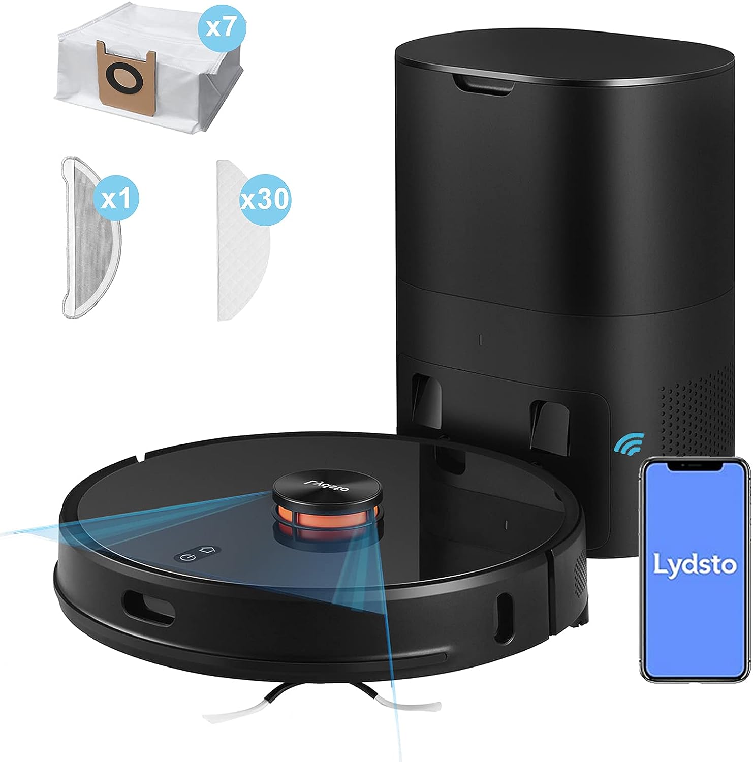 Lydsto Smart Robot Vacuum R1 مع مكنسة كهربائية أوتوماتيكية فارغة ذاتية الشحن وممسحة - أسود