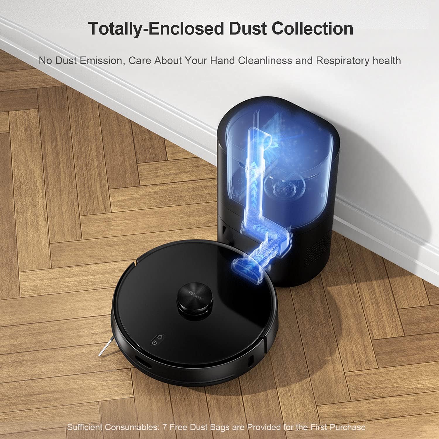 Lydsto Smart Robot Vacuum R1 With Automatic Self Empty & Self Charging Vacuum Cleaner & Mop - Black