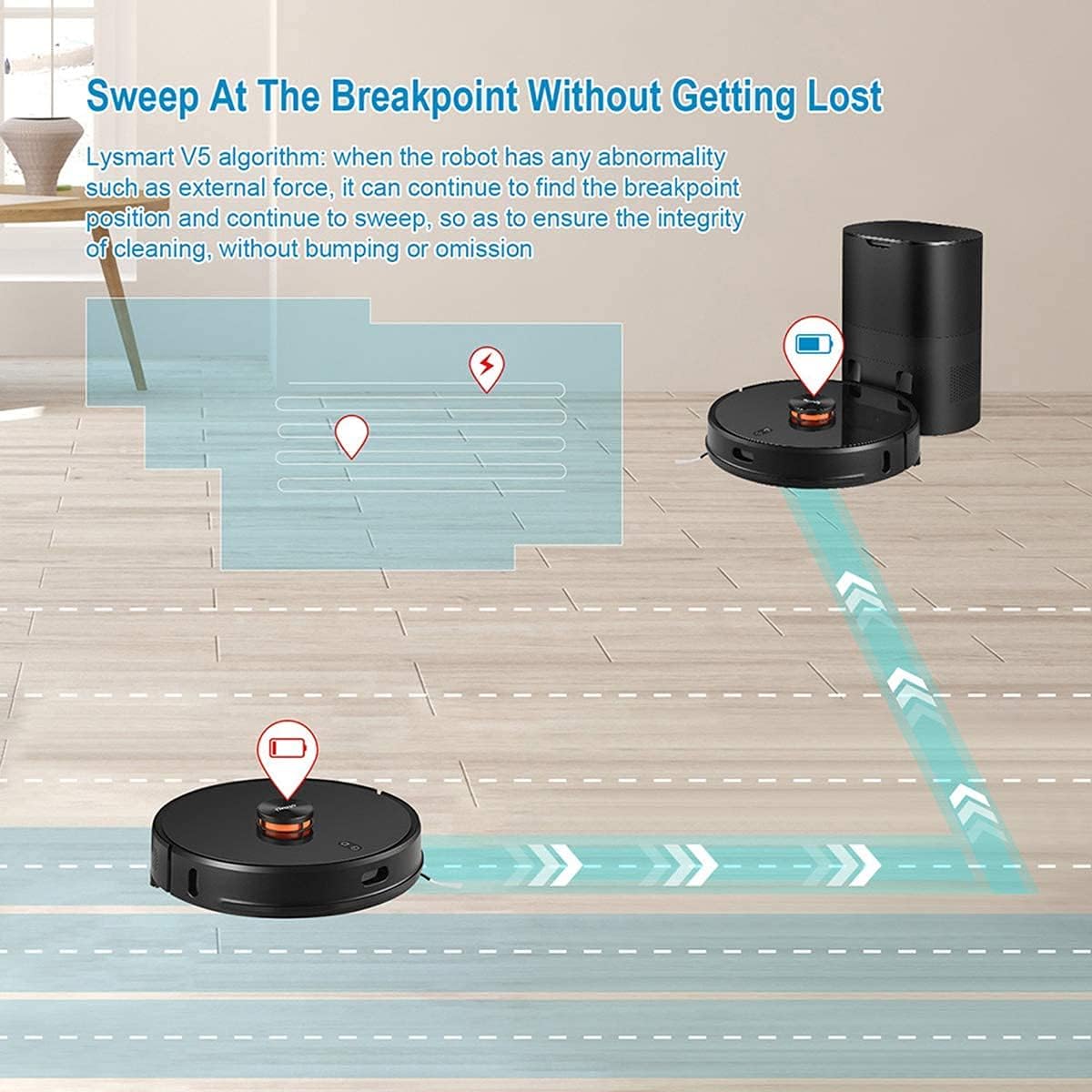 Lydsto Smart Robot Vacuum R1 مع مكنسة كهربائية أوتوماتيكية فارغة ذاتية الشحن وممسحة - أسود