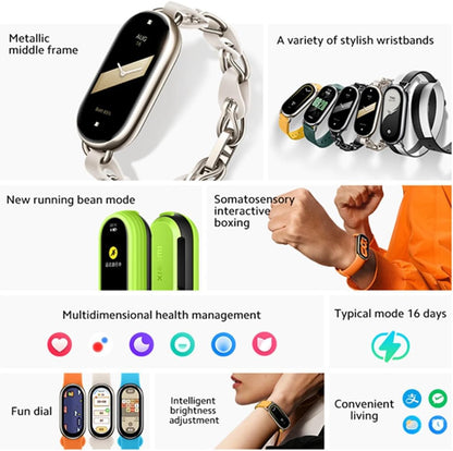 ساعة ذكية Xiaomi Mi Smart Band 8 1.62 بوصة تعمل باللمس - أسود