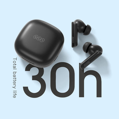 QCY MeloBuds ANC Wireless Earbuds With 6 Noise Canceling Microphones for Calling, 30-Hour Battery Life, IPX5 Waterproof, Comfortable & Secure Fit - Black