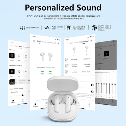 سماعات أذن لاسلكية MeloBuds ANC من QCY مع 6 ميكروفونات بخاصية إلغاء الضوضاء للمكالمات، عمر بطارية يصل إلى 30 ساعة، مقاومة للماء IPX5، مريحة وآمنة - أسود