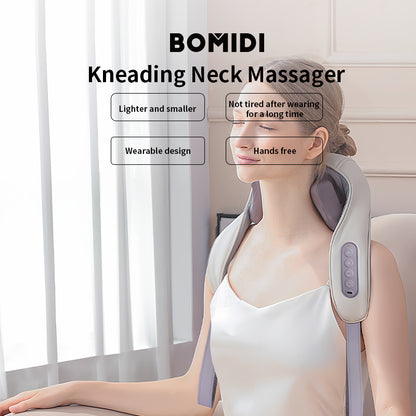 BOMIDI MP2 Neck Shoulder Massager, Wireless Clamp Kneading Massager - Grey