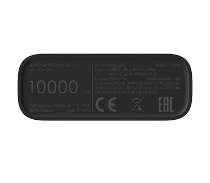 Xiaomi Mi Power Bank 3 With 10000mAh and 3 Ports - Black