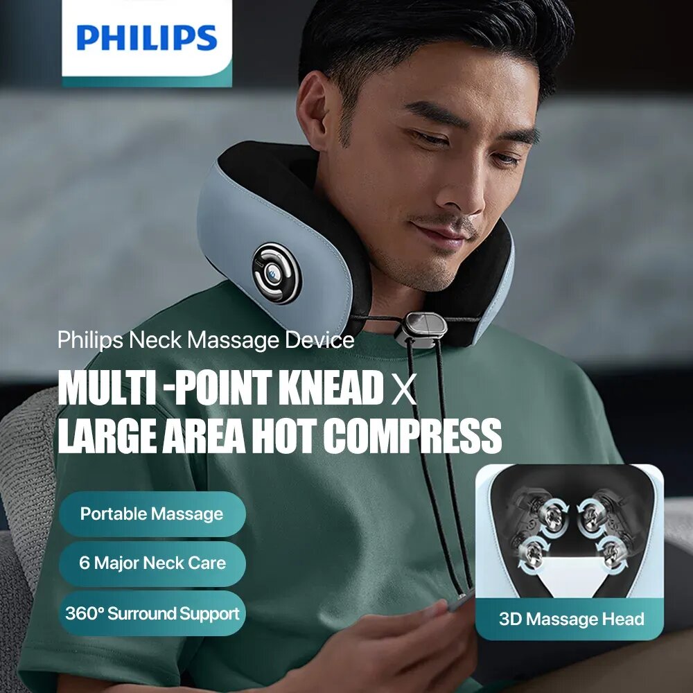 Philips PPM3104N Cervical Spine Massager, Wearable Neck Massager - Blue