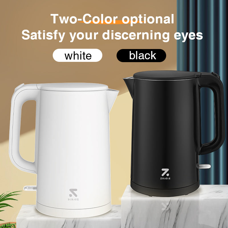 ZOLELE Electric Kettle SH1701B 1.7L Electric Kettle With Double Walled Glass Lid,1800W Fast Boiling, Keep-Warm Function and Cold Touch Handle  - Black