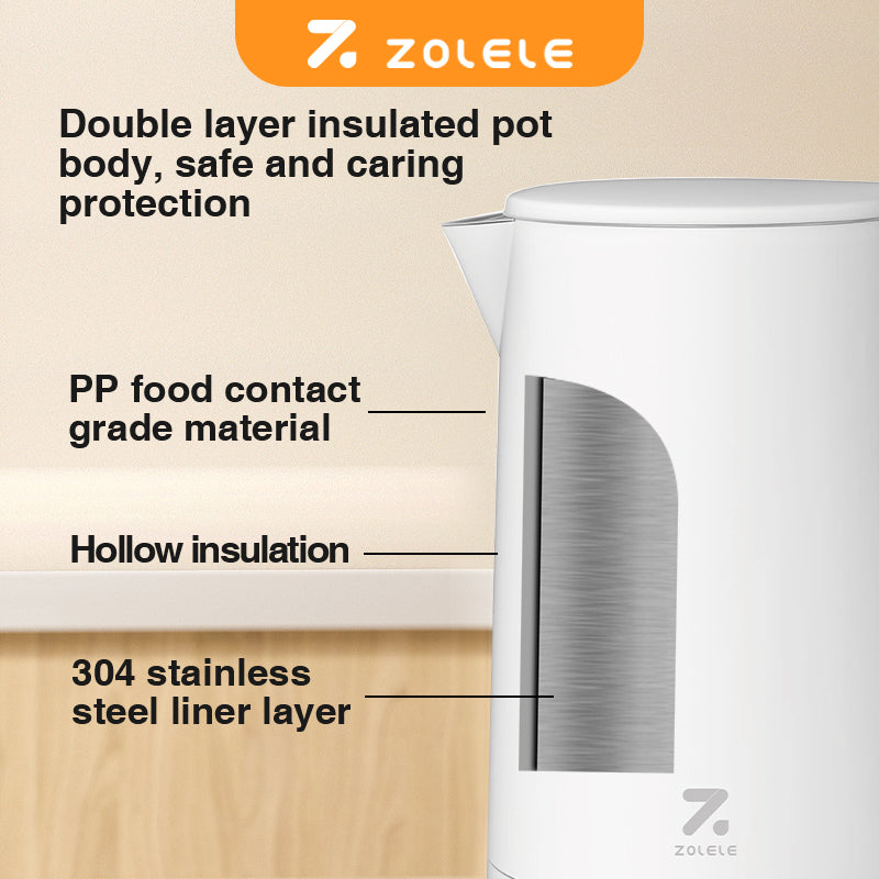 ZOLELE Electric Kettle SH1501B 1.5L Electric Kettle With Rated Power 1500W, Touch Tone Control Mode, Keep Warm Function &  Boil Dry Protection - Black