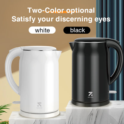 ZOLELE Electric Kettle SH1701W 1.7L Electric Kettle With Double Walled Glass Lid,1800W Fast Boiling, Keep-Warm Function and Cold Touch Handle  - White