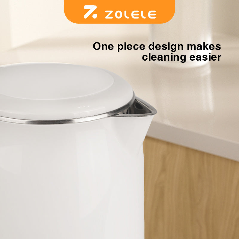 ZOLELE Electric Kettle SH1701W 1.7L Electric Kettle With Double Walled Glass Lid,1800W Fast Boiling, Keep-Warm Function and Cold Touch Handle  - White