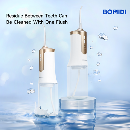 BOMIDI DE02 Portable Water Flosser, 240 ml Water Tank - White/Gold