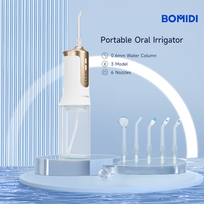 BOMIDI DE02 Portable Water Flosser, 240 ml Water Tank - White/Gold