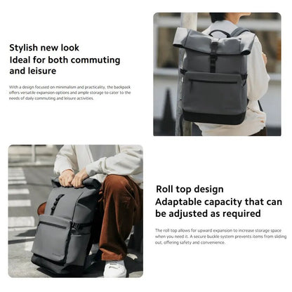 Xiaomi Roll Top Casual Backpack,Stylish Roll Top Design, Can Accommodate a 15.6-inch Laptop - Gray