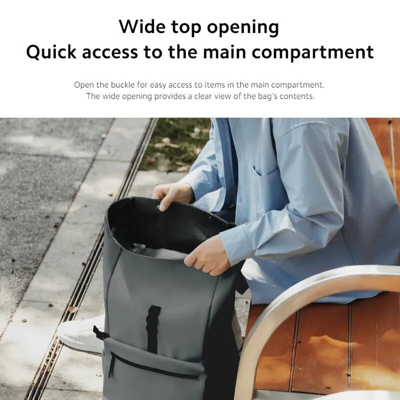 Xiaomi Roll Top Casual Backpack,Stylish Roll Top Design, Can Accommodate a 15.6-inch Laptop - Gray