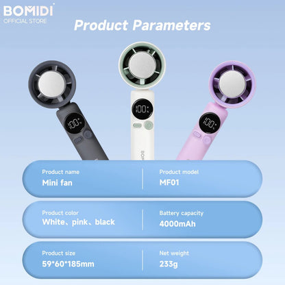 BOMIDI Refrigeration Handheld Fan MF01, Touch Control, 100-Level Wind Speed Adjustment