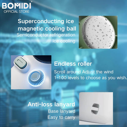 BOMIDI Refrigeration Handheld Fan MF01, Touch Control, 100-Level Wind Speed Adjustment