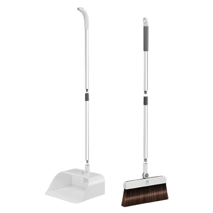 ZOLELE C3 Broom 3-in-1 Set, Broom/Scraper/Dustpan, 25mm Scraping Teeth - White - ORRO HOME