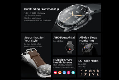 QCY Active GT Bluetooth Calling Smart Watch, Sleek and Stylish Design - Black