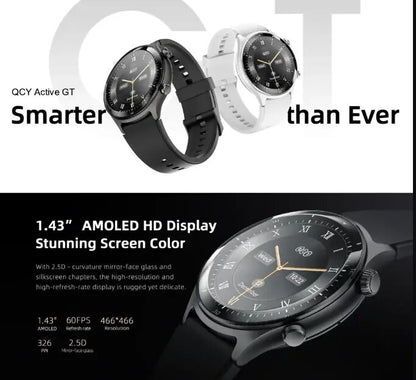 QCY Active GT Bluetooth Calling Smart Watch, Sleek and Stylish Design - Black