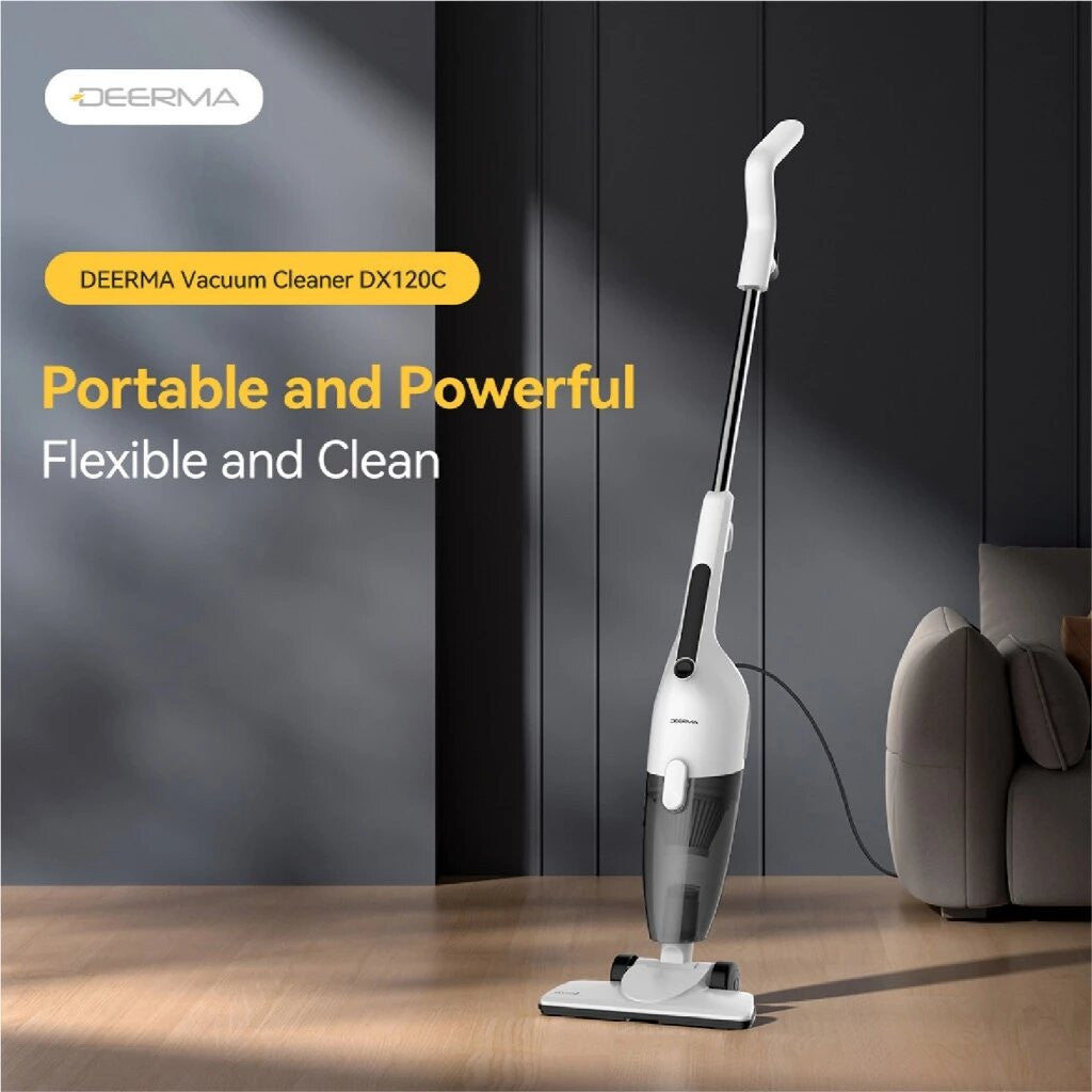 Deerma DX120C Vacuum Cleaner, 3 in 1 Handheld Vacuum Cleaner, Multiple Attachments - White - ORRO HOME