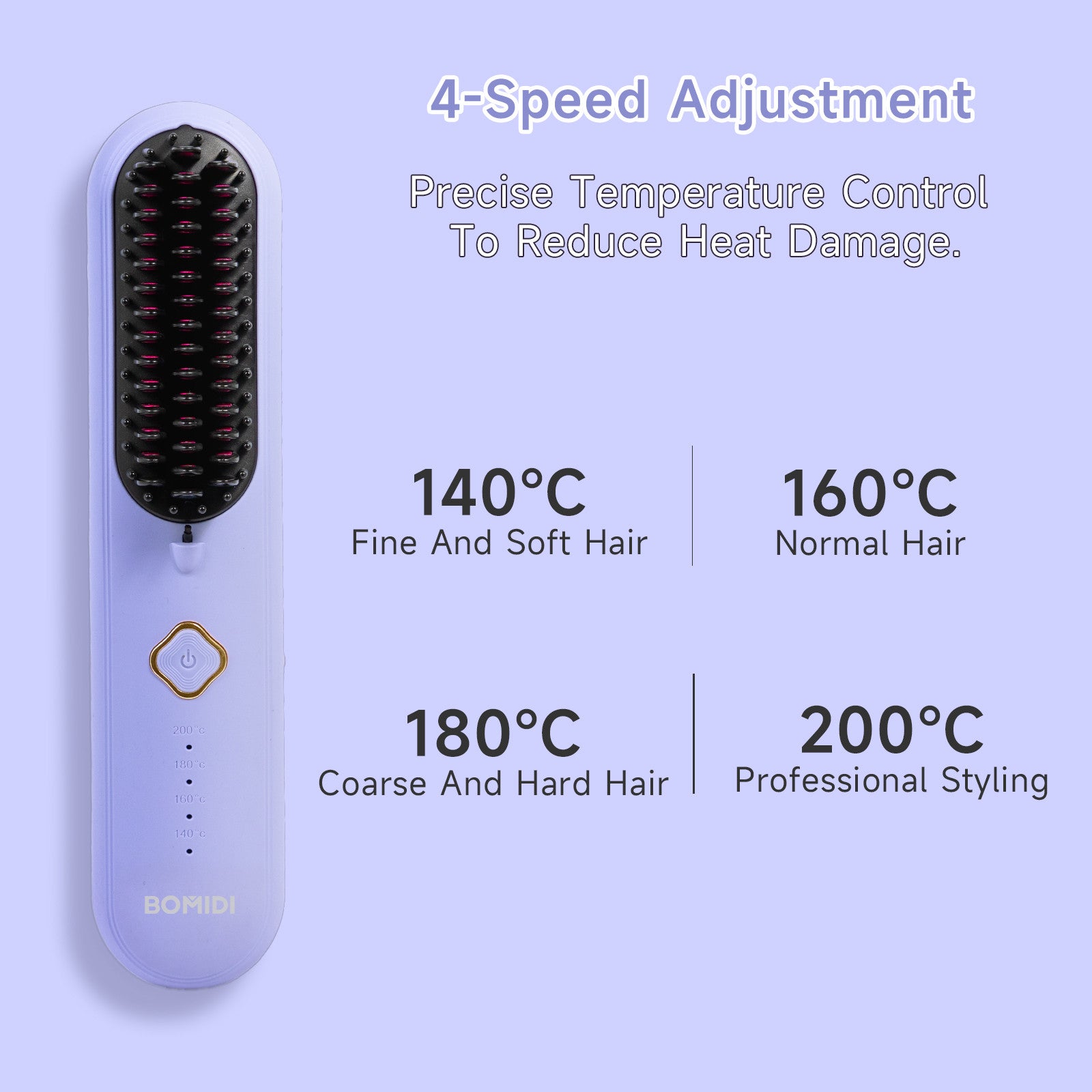 BOMIDI HB2 Wireless Hair Straightener Comb for Various Hair Style USB Rechargeable