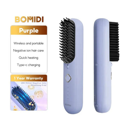 BOMIDI HB2 Wireless Hair Straightener Comb for Various Hair Style USB Rechargeable