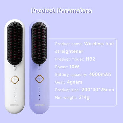 BOMIDI HB2 Wireless Hair Straightener Comb for Various Hair Style USB Rechargeable