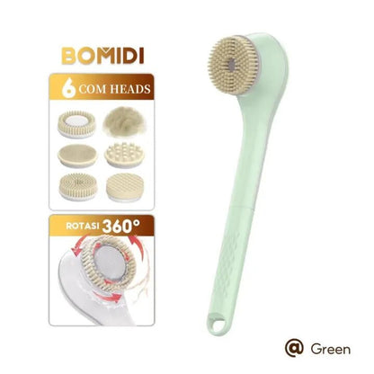 BOMIDI EB01 Electric Shower Brush, 6-in-1 functionality, IPX7 Waterproof design, Rechargeable - Green