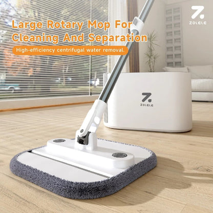 Z0LELE Rotary Mop M20, 360-Degree Rotating Mop Head, Microfiber Mop Pads - White - ORRO HOME