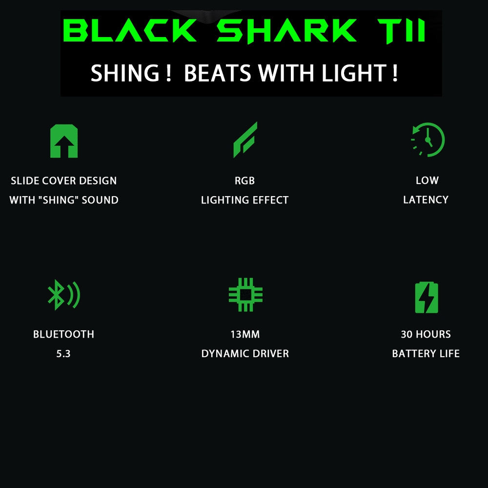 Black Shark Earphone T11 With Low Latency Mode, Metallic Design