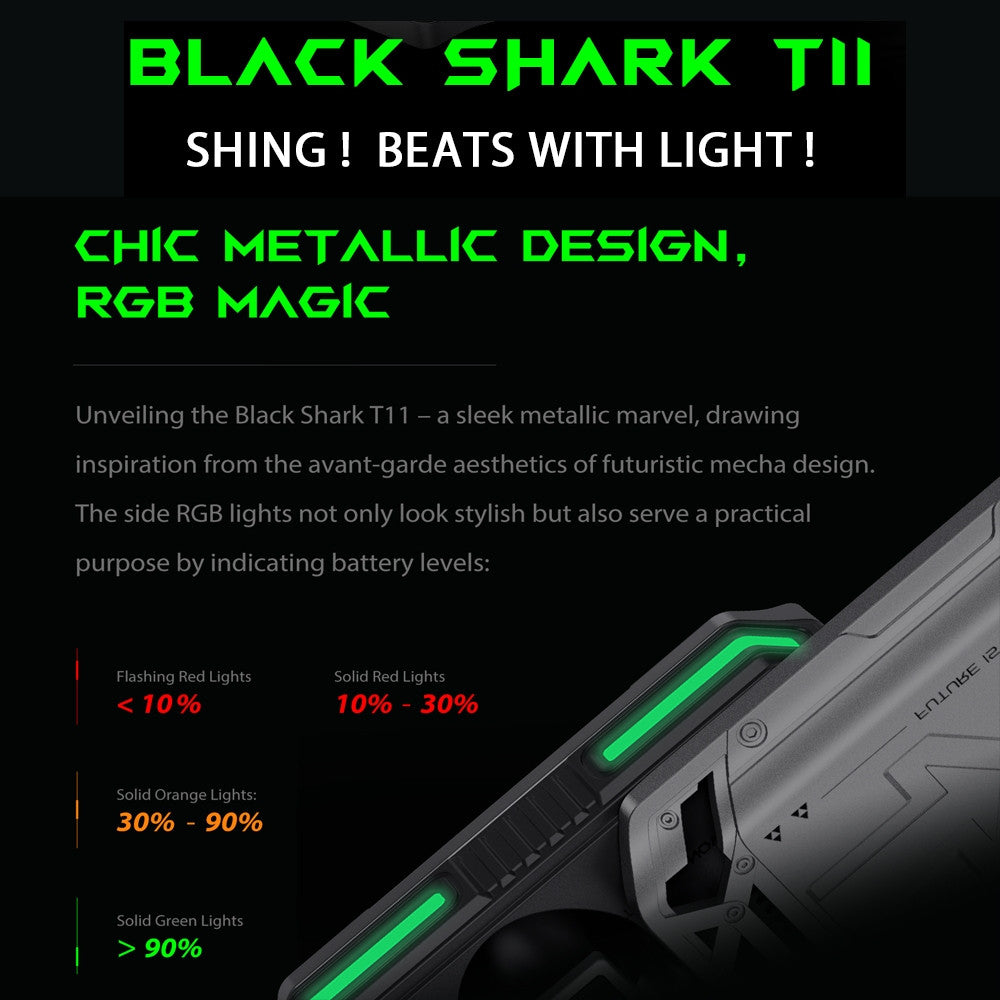 Black Shark Earphone T11 With Low Latency Mode, Metallic Design