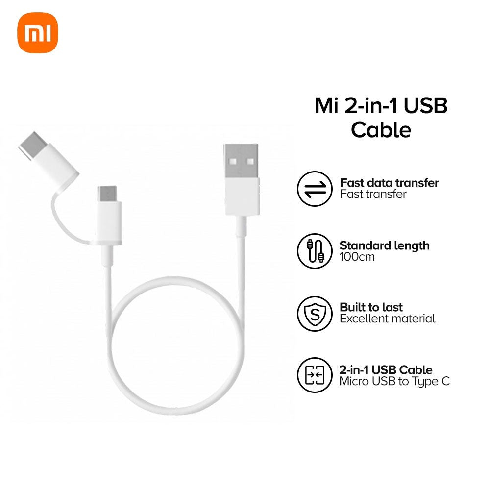 Mi 2-in-1 USB Cable Micro USB to Type C 30cm White