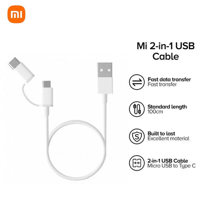 Mi 2-in-1 USB Cable Micro USB to Type C 30cm White