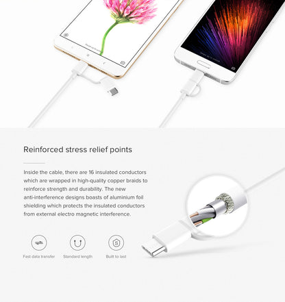 Mi 2-in-1 USB Cable (Micro USB to Type C) 100cm